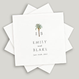 Royal Palm Tropische Klassieke Monogram Huwelijk Servet