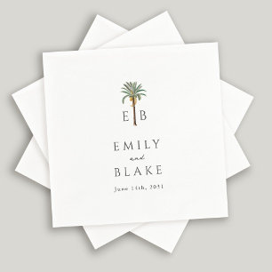 Royal Palm Tropische Klassieke Monogram Huwelijk Servet