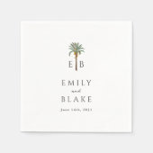 Royal Palm Tropische Klassieke Monogram Huwelijk Servet (Voorkant)
