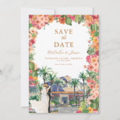 Royal Palms op maat geïllustreerde locatie bruilof Save The Date (Voorkant)