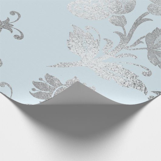 Royal Pastel blauw zilver Rozen glanzend Cadeaupapier (Hoek)