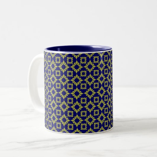 Royal Pattern Blue/Gold Tweekleurige Koffiemok (Voorkant links)