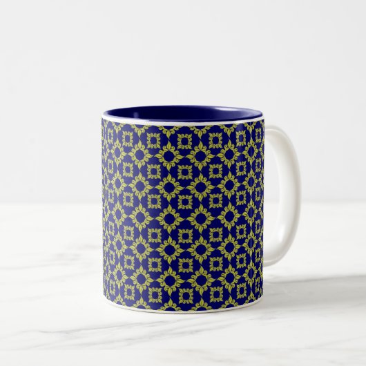 Royal Pattern Blue/Gold Tweekleurige Koffiemok (Voorkant rechts)