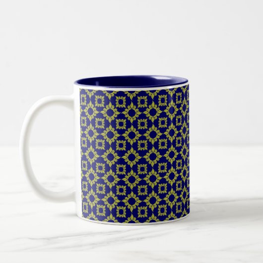 Royal Pattern Blue/Gold Tweekleurige Koffiemok (Links)