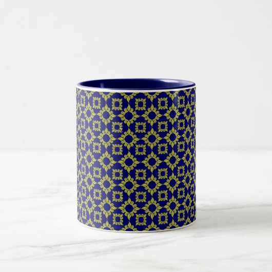 Royal Pattern Blue/Gold Tweekleurige Koffiemok (Center)