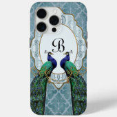 Royal Peacock (Blauw) Monogram iPhone Case (Achterkant)