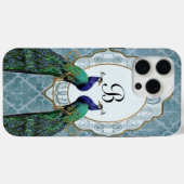 Royal Peacock (Blauw) Monogram iPhone Case (Achterkant (horizontaal))