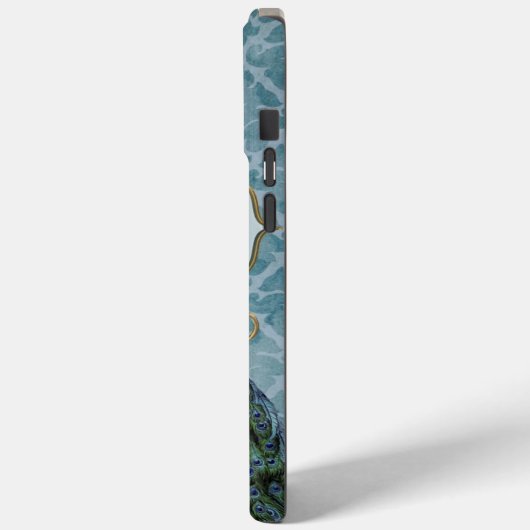 Royal Peacock (Blauw) Monogram iPhone Case (Achterkant / Links)