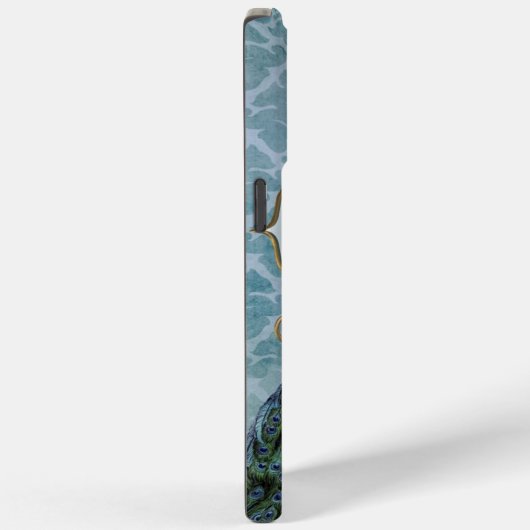 Royal Peacock (Blauw) Monogram iPhone Case (Achterkant / Rechts)