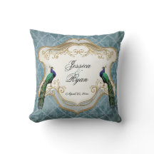 Royal Peacock Blue Personalized Jubileum Pillow