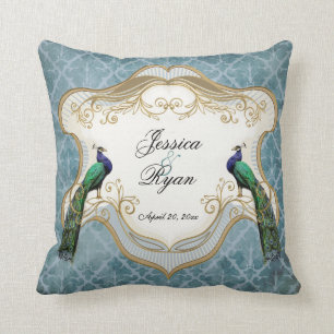 Royal Peacock Blue Personalized Jubileum Pillow Kussen