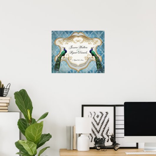 Royal Peacock Blue Personalized Jubileum Poster (Thuiskantoor)