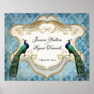 Royal Peacock Blue Personalized Jubileum Poster