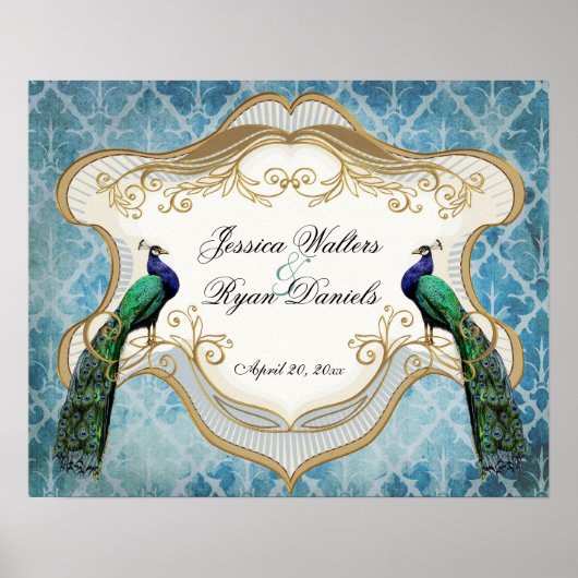Royal Peacock Blue Personalized Jubileum Poster (Voorkant)