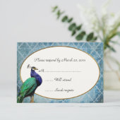 Royal Peacock Blue RSVP-kaart RSVP Kaartje (Staand voorkant)