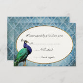 Royal Peacock Blue RSVP-kaart RSVP Kaartje (Voorkant / Achterkant)