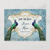 Royal Peacock Blue Save the Date Briefkaart (Voorkant)