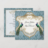 Royal Peacock Blue Wedding Invitation Kaart (Voorkant / Achterkant)