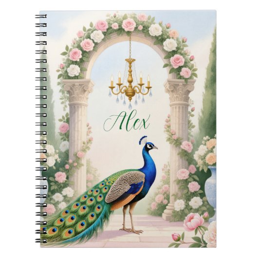 "Royal Peacock Garden" Personalized Spiral Noteboo Notitieboek (Voorkant)