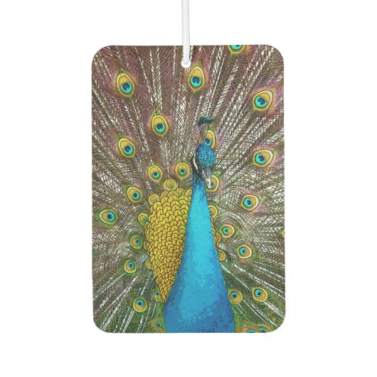 Royal Peacock met Blauwgroen Goud en Blauw Plumage Luchtverfrisser (Voorkant)