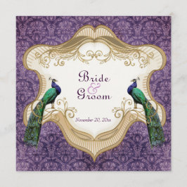 Royal Peacock Paars Wedding Invitation Kaart