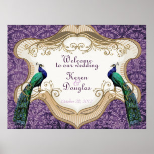 Royal Peacock Paars Wedding/Jubileum Poster