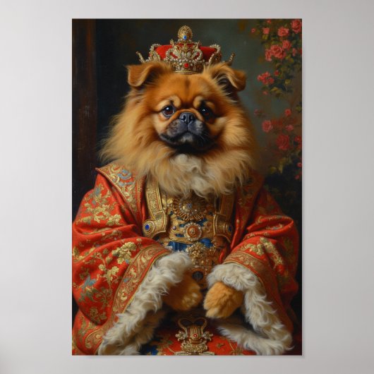 Royal Pekingese Portrait Poster (Voorkant)