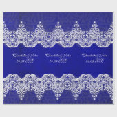 Royal Personalized Blue Lace Wrapping Paper Cadeaupapier (Vlak)