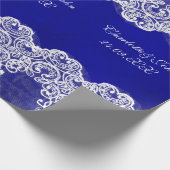 Royal Personalized Blue Lace Wrapping Paper Cadeaupapier (Hoek)