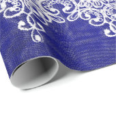 Royal Personalized Blue Lace Wrapping Paper Cadeaupapier (Rol Hoek)
