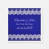 Royal Personalized Cobalt Lace Wedding Servet (Voorkant)