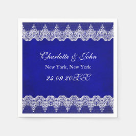 Royal Personalized Cobalt Lace Wedding Servet