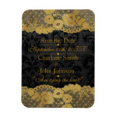 Royal Personalized Golden Black Lace Save the DAte Magneet (Verticaal)