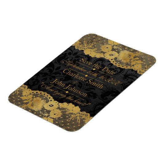 Royal Personalized Golden Black Lace Save the DAte Magneet (Linkerzijde)
