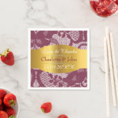Royal Personalized Golden Burgundy Lace Wedding Servetten (Insitu)