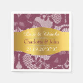 Royal Personalized Golden Burgundy Lace Wedding Servetten (Voorkant)