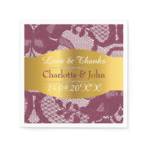 Royal Personalized Golden Burgundy Lace Wedding