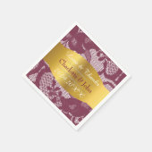 Royal Personalized Golden Burgundy Lace Wedding Servetten (Hoek)