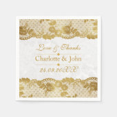 Royal Personalized Golden White Lace Wedding Servet (Voorkant)