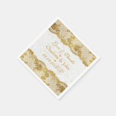 Royal Personalized Golden White Lace Wedding Servet (Hoek)