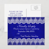Royal Personalized RSVP Blue Cobalt Lace Briefkaar Uitnodiging Briefkaart (Voorkant / Achterkant)