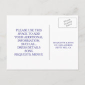 Royal Personalized RSVP Blue Cobalt Lace Briefkaar Uitnodiging Briefkaart (Achterkant)