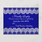Royal Personalized RSVP Blue Cobalt Lace Briefkaar Uitnodiging Briefkaart (Voorkant)