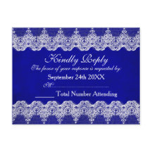 Royal Personalized RSVP Blue Cobalt Lace Briefkaar