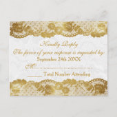 Royal Personalized RSVP Golden White Lace Briefkaa Uitnodiging Briefkaart (Voorkant)
