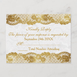 Royal Personalized RSVP Golden White Lace Briefkaa Uitnodiging Briefkaart