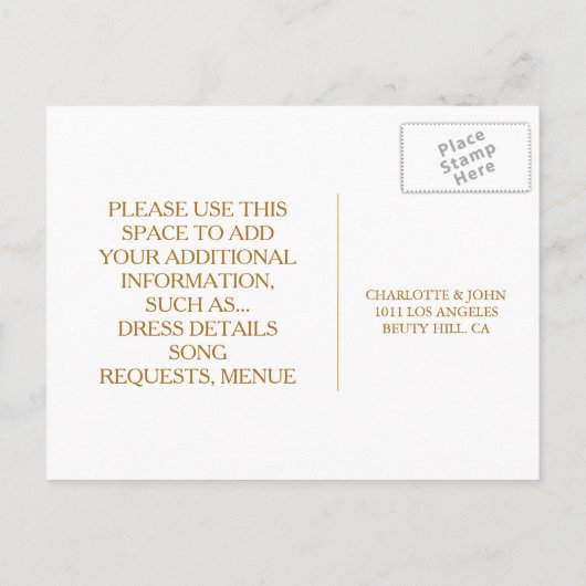 Royal Personalized RSVP Red Shiny Briefkaart (Achterkant)