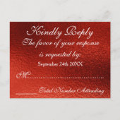 Royal Personalized RSVP Red Shiny Briefkaart (Voorkant)