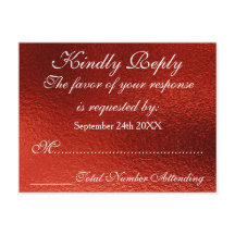 Royal Personalized RSVP Red Shiny Briefkaart