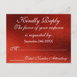 Royal Personalized RSVP Red Shiny Briefkaart